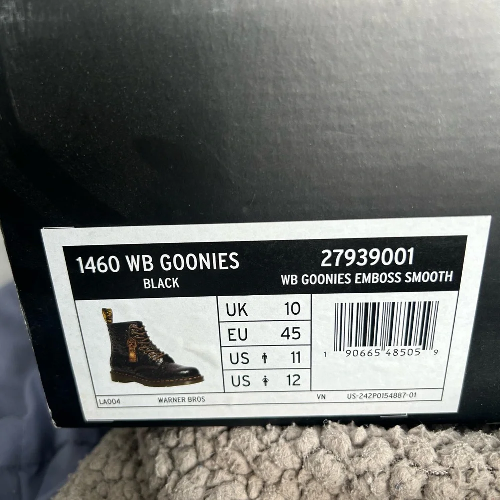 Dr. Martens Black Embossed Leather Combat Boots with Yellow Stitching - Picture 4 of 4